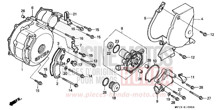 LEFT CRANKCASE COVER - WATER PUMP - REAR COVER for Africa Twin 750 FROLIDA BLUE (PB182G) from 1991